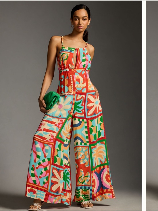 FARM Rio Pants - Farm Rio Wide-Leg Printed Jumpsuit - Red Pattern